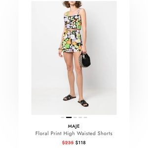 Floral print high waisted shorts by Maje.